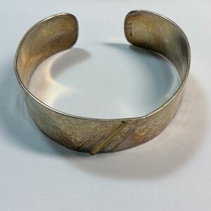 Sterling Silver Cuff Bracelet, signed JMP 925. 2 1/8 inch diameter